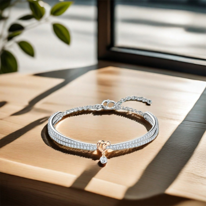 For Daughter- I Will Be With You Forever Love Knot Pendant Bracelet