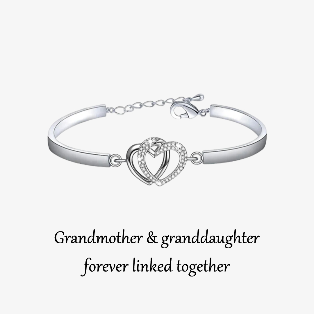 Grandmother & Granddaughter Forever Linked Together Double Heart Bracelet