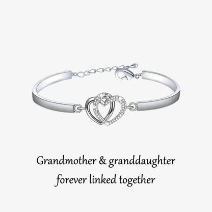 Grandmother & Granddaughter Forever Linked Together Double Heart Bracelet