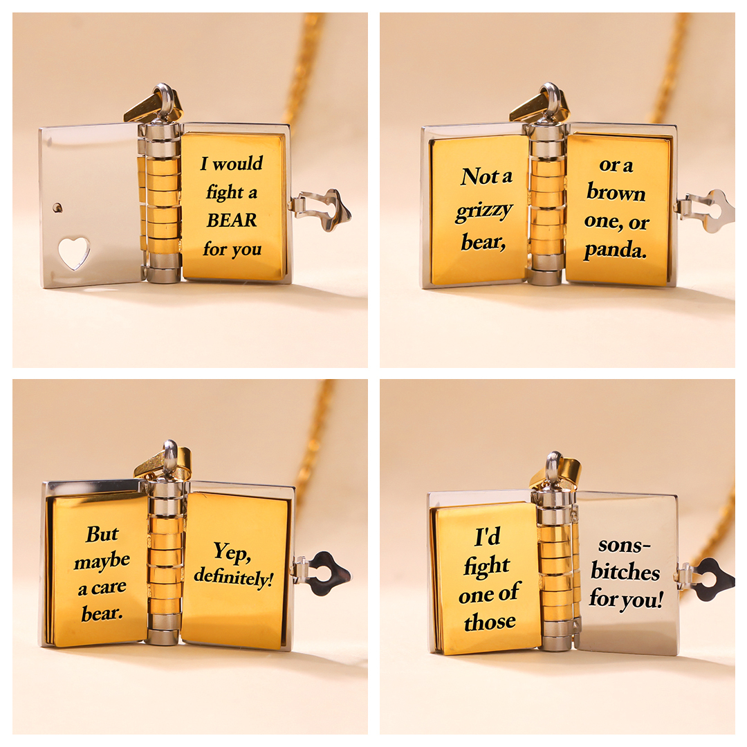 For Friends - I would fight a bear for you Book Necklace