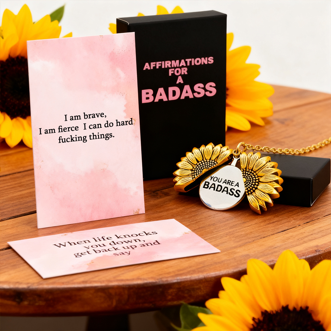 Inspirational Sunflower Necklace-YOU ARE A BADASS ❤️