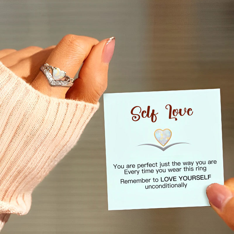 S925 Self Love Heart Crown Opal Ring