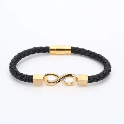 For Son - Personalized 2 Names Infinity Leather Bracelet