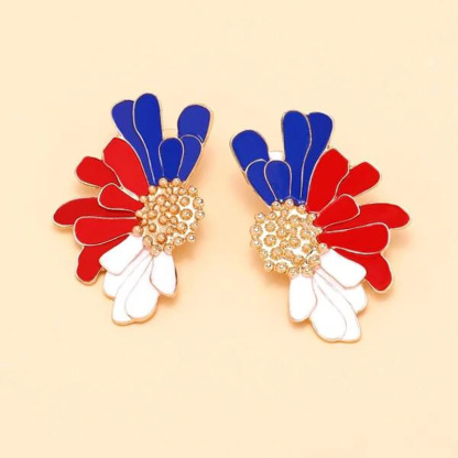 US Flag Flower Earrings