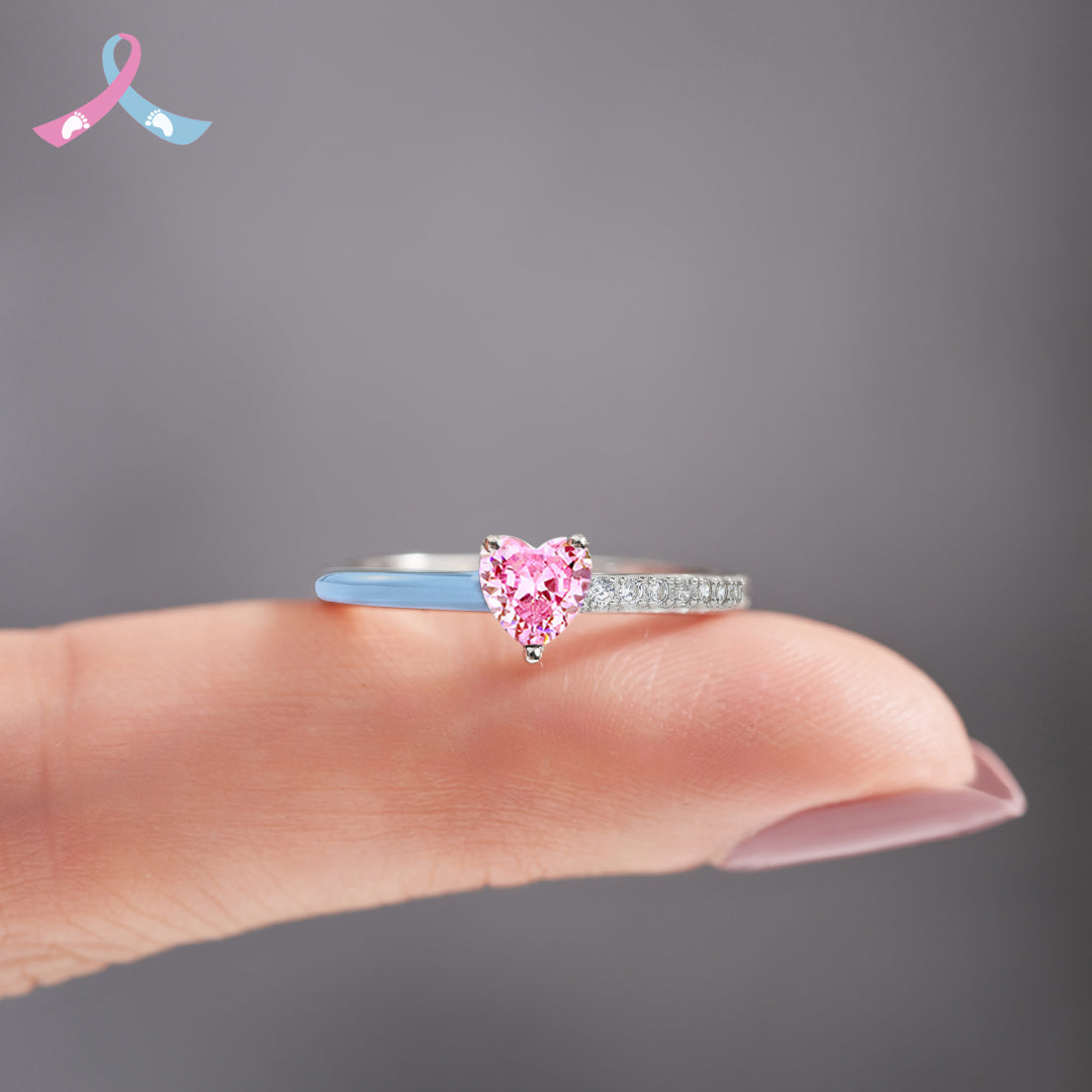 Mama Of An Angel Pink Heart Ring