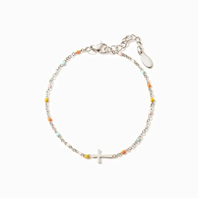 Easter Day Special Offer - Dainty Colorful Beads Cross Bracelet