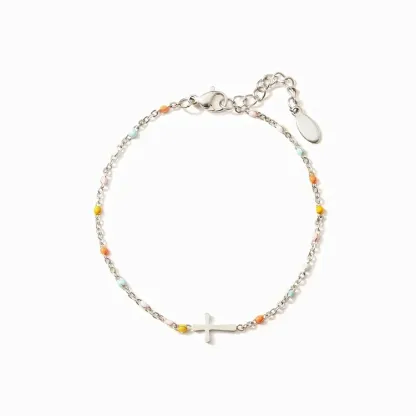 Easter Day Special Offer - Dainty Colorful Beads Cross Bracelet