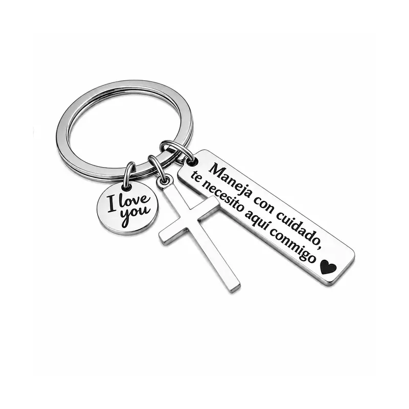 Maneja Con Cuidado Te Necesito Aquí Conmigo Keychain