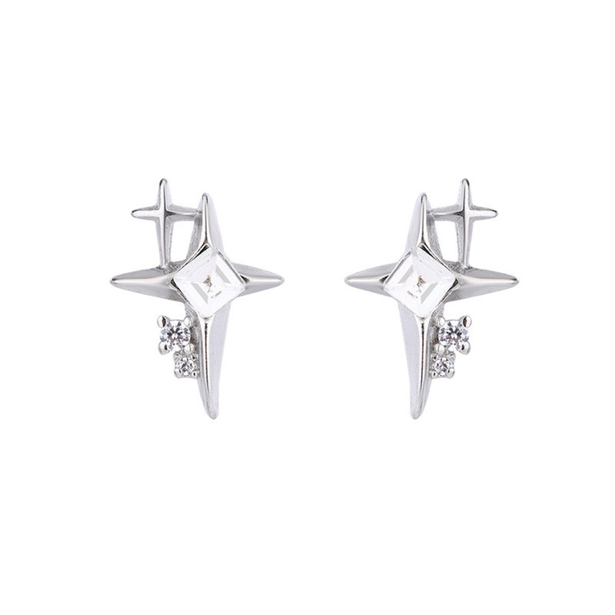Shiny Four Point Star Earrings