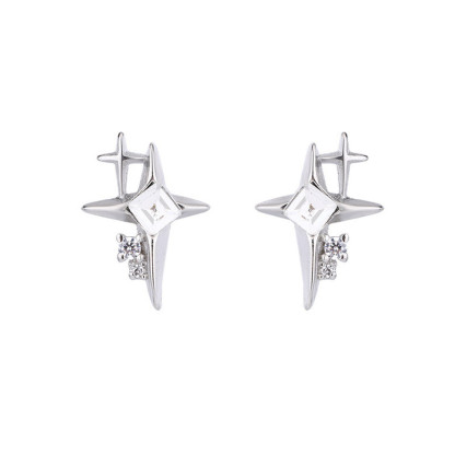 Shiny Four Point Star Earrings