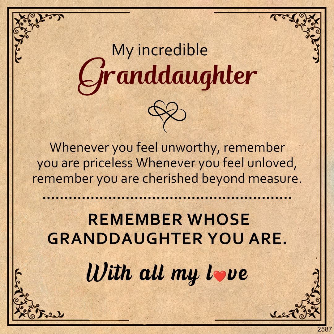 S925 My incredible granddaughter Heart Necklace