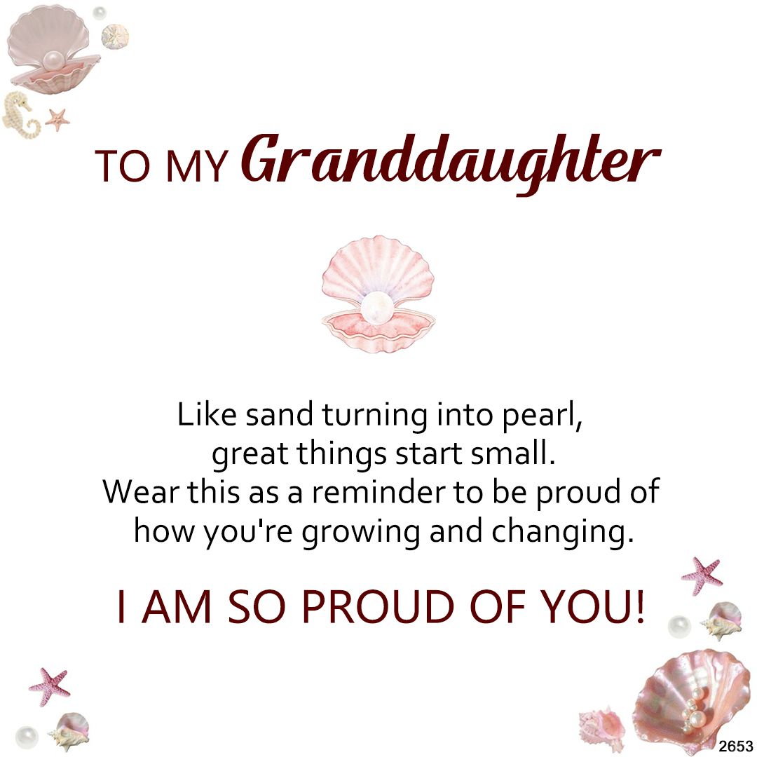 For Granddaughter- I Am So Proud Of You Pink and White Pearl Heart Beaded Bracelet