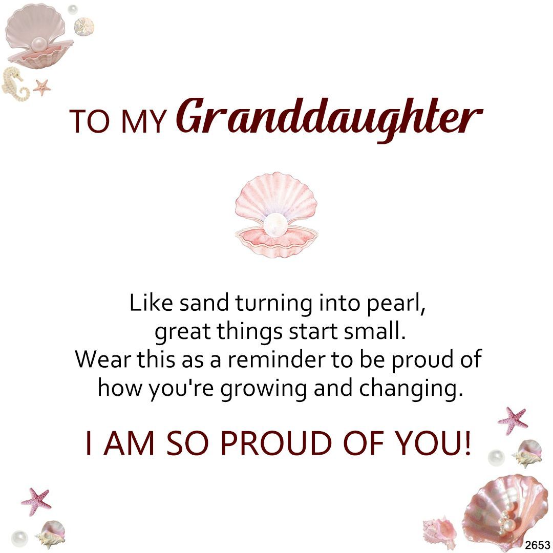 For Granddaughter- I Am So Proud Of You Pink and White Pearl Heart Beaded Bracelet