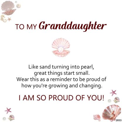 For Granddaughter- I Am So Proud Of You Pink and White Pearl Heart Beaded Bracelet