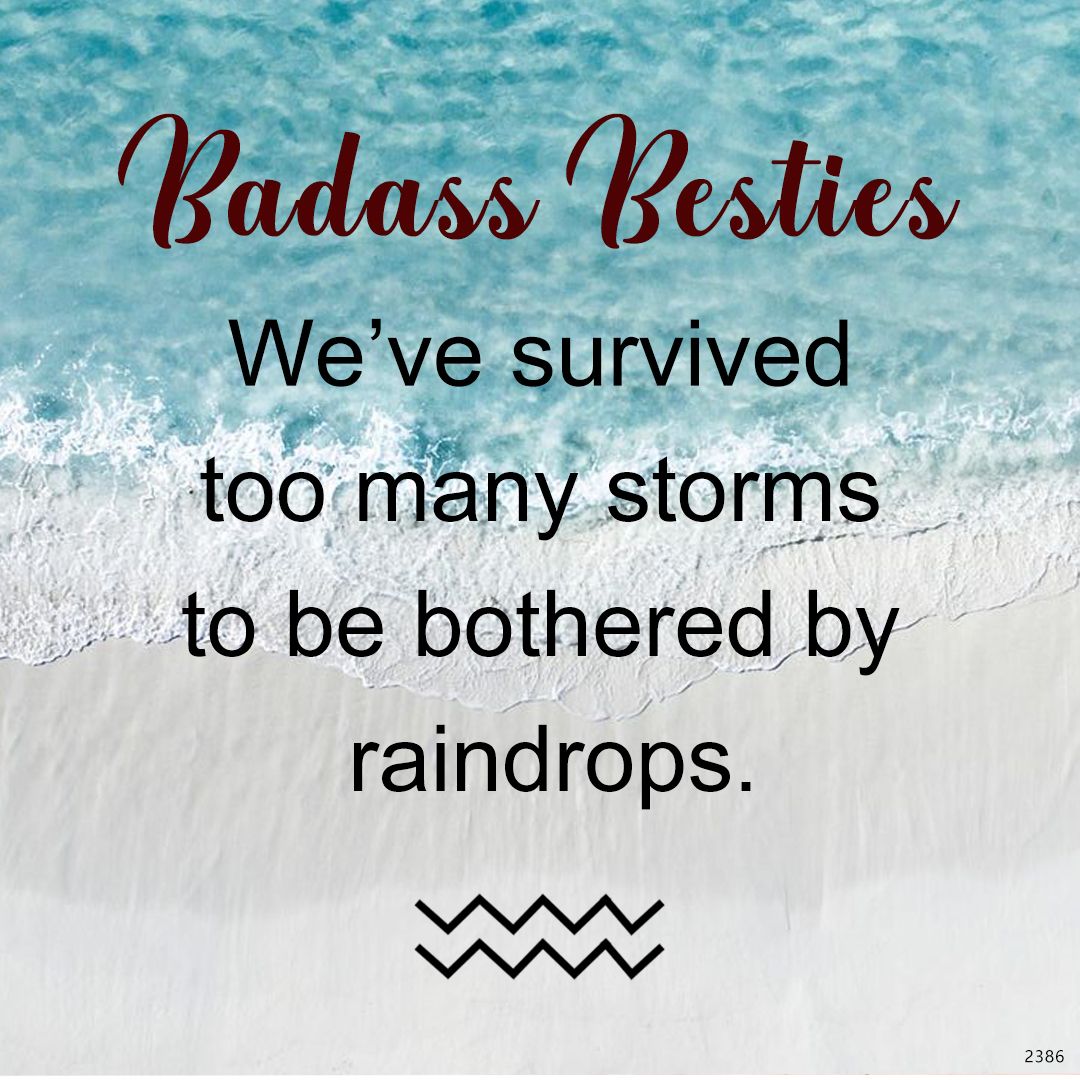 For friend -  We’ve survived too many storms  to be bothered by raindrops Engraved Wave Ring
