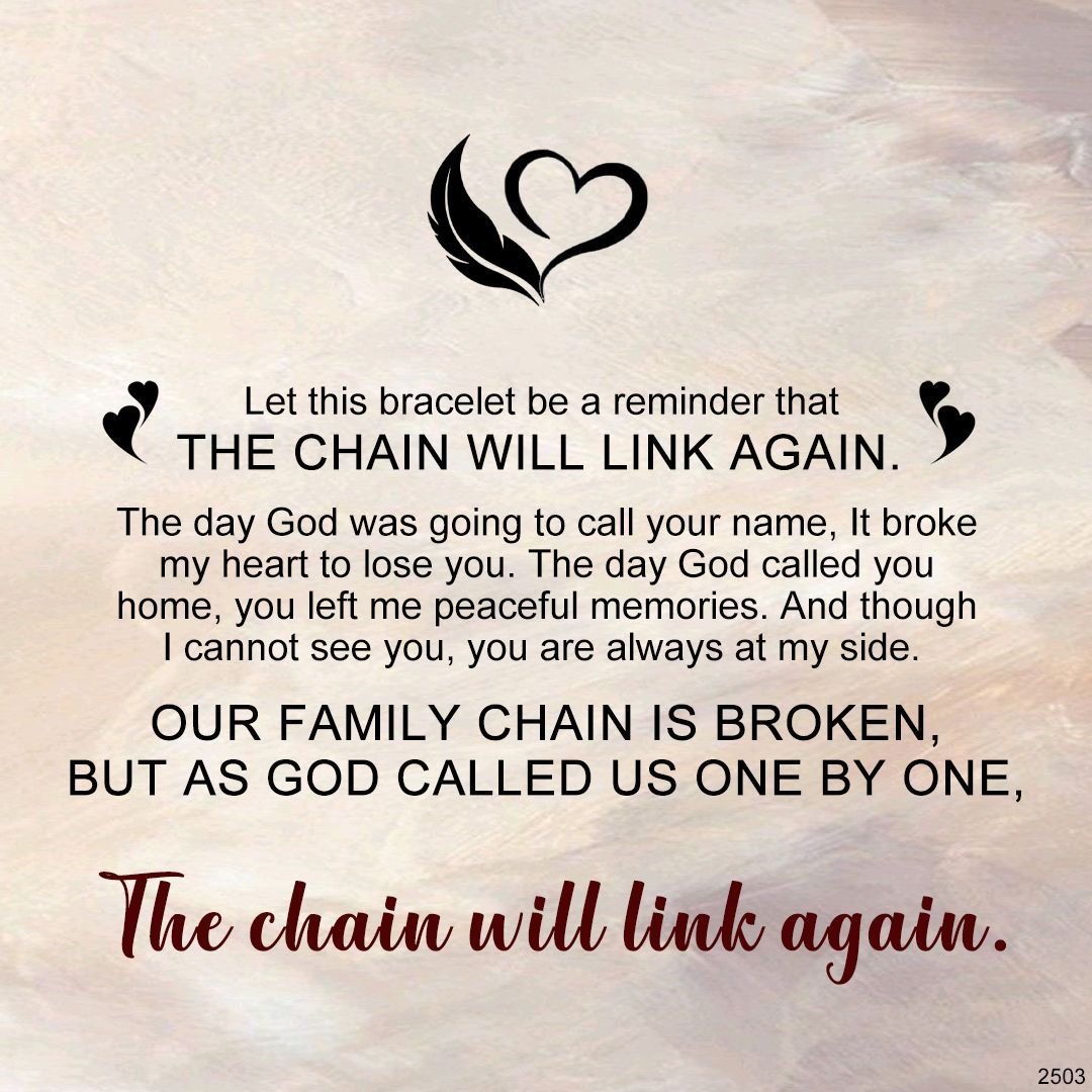 For Memorial -  The Chain Will Link Again Custom Name Bead Bracelet