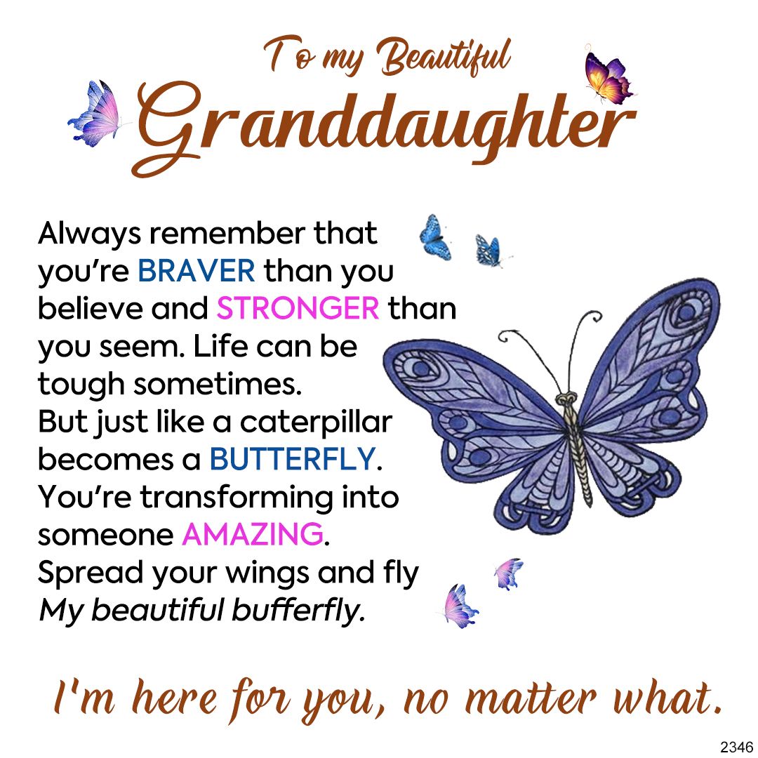 For Granddaughter- I Am Here For You No Matter What Blue Butterfly Crystal Bracelet