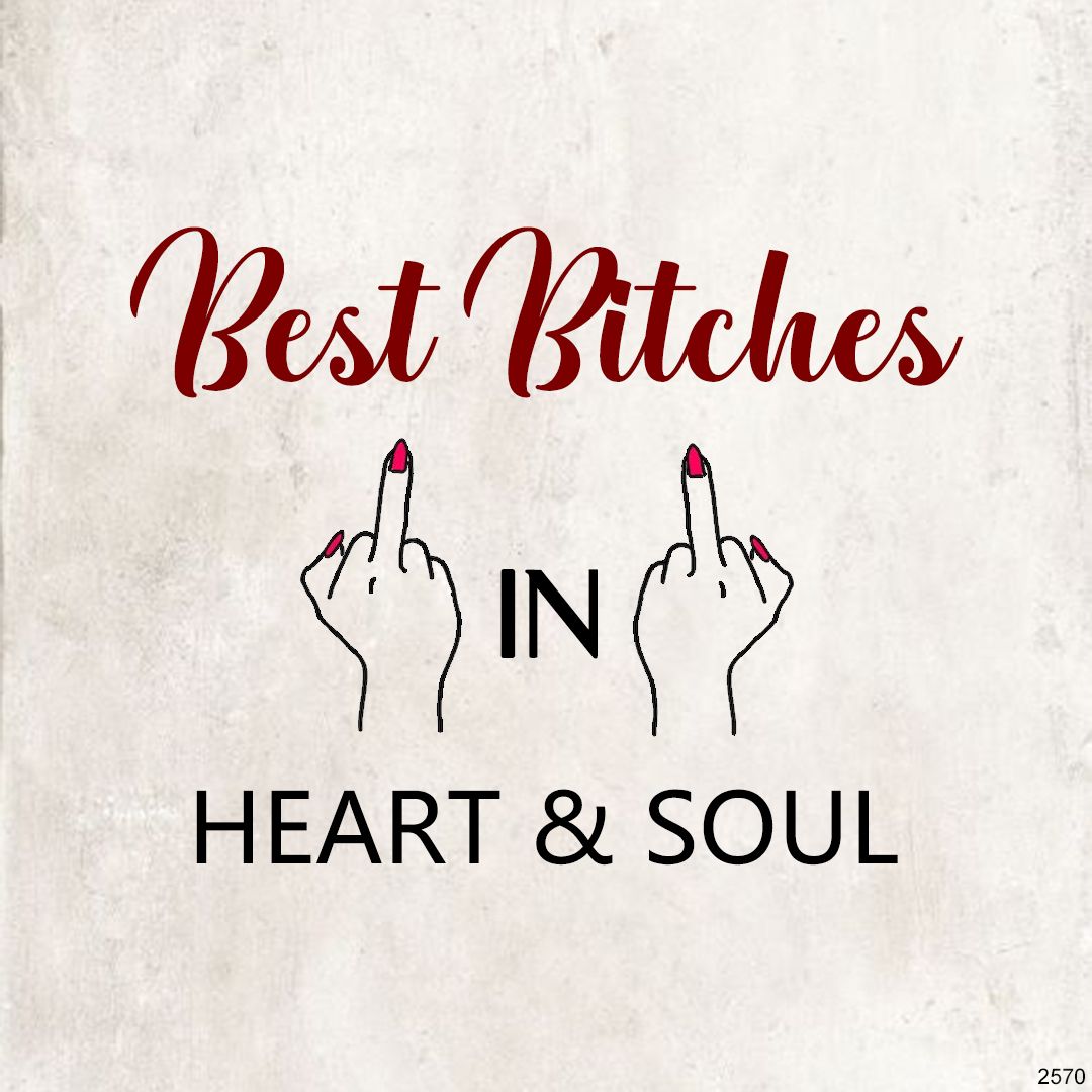 For Friends - Best bitches in heart & soul Half Diamond Ring