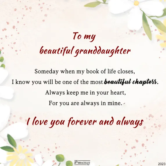 For Granddaughter - I love you forever and always Book Beaded Bracelet