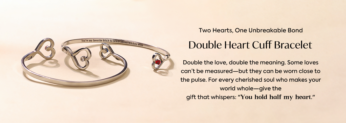 Double Hearts Cuff Bracelet