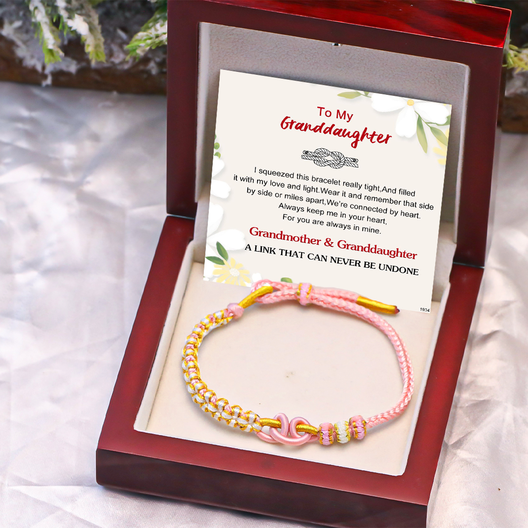 For Granddaughter - A Link That Can Never Be Undone Peach Blossom Knot Bracelet