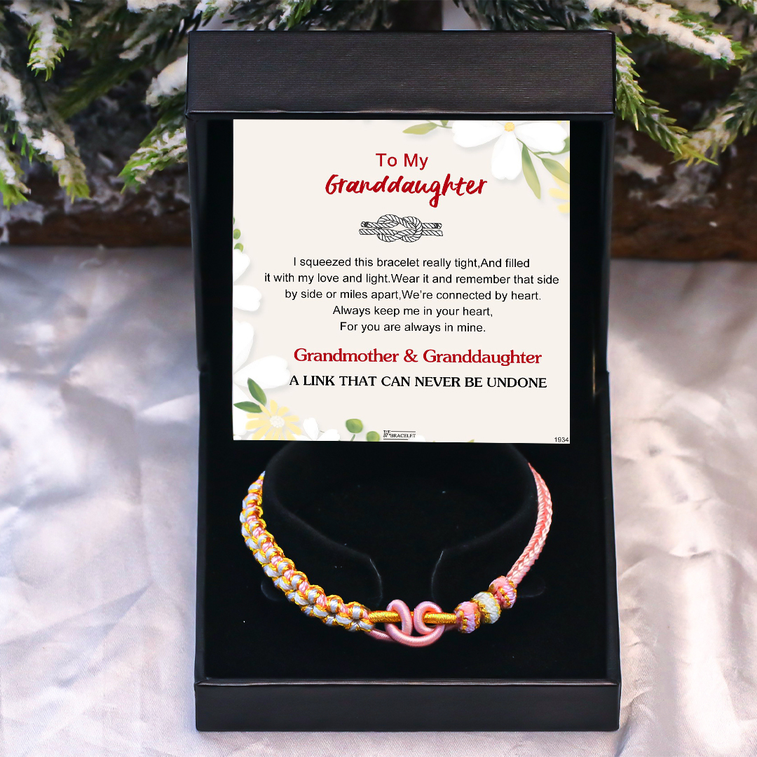 For Granddaughter - A Link That Can Never Be Undone Peach Blossom Knot Bracelet