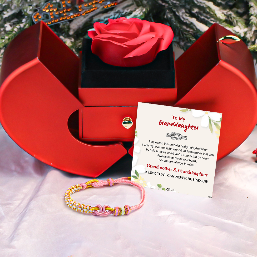 For Granddaughter - A Link That Can Never Be Undone Peach Blossom Knot Bracelet