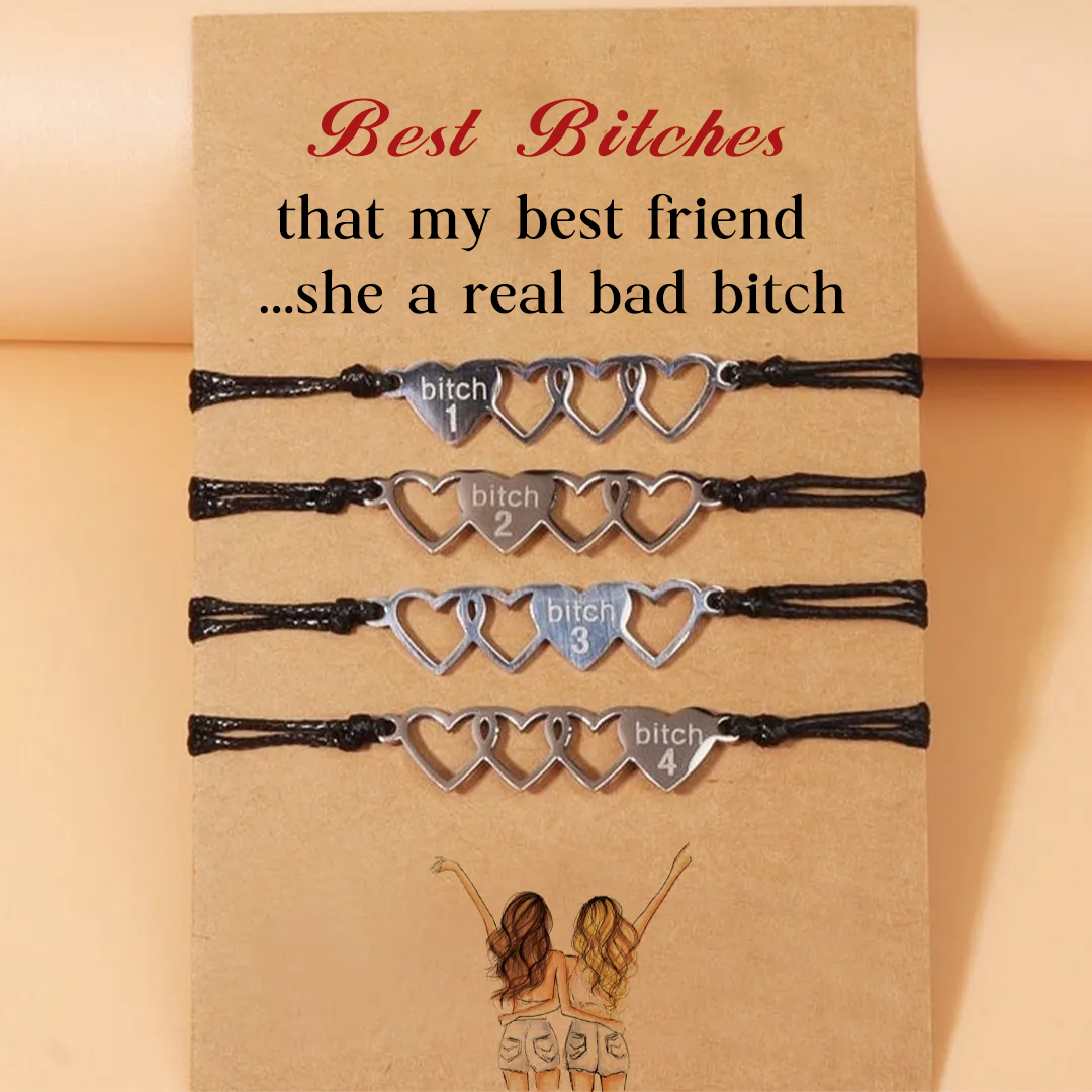 For Friend - Best Bitches That My Best Friend Heart Braided Bracelet