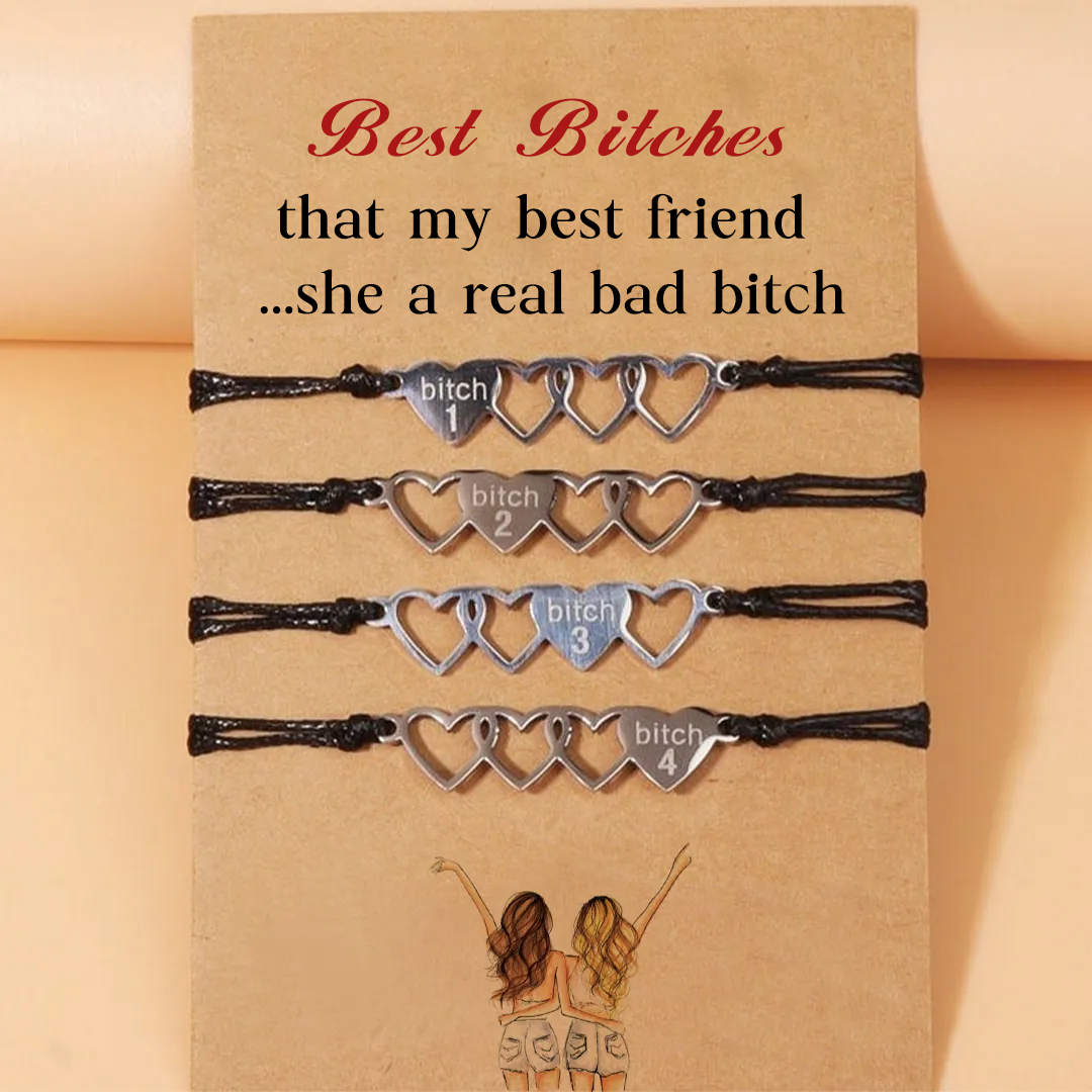 For Friend - Best Bitches That My Best Friend Heart Braided Bracelet