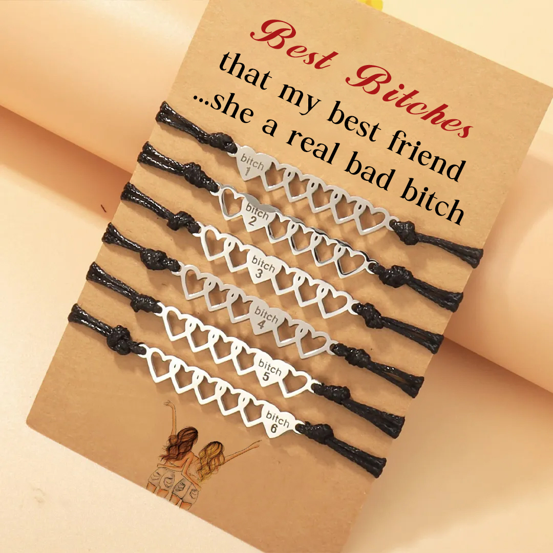 For Friend - Best Bitches That My Best Friend Heart Braided Bracelet