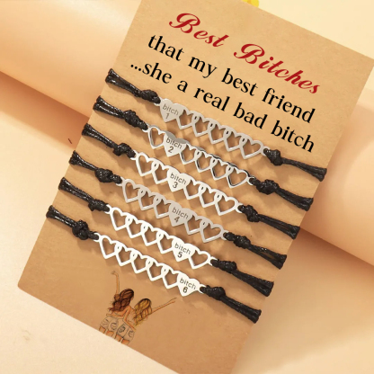 For Friend - Best Bitches That My Best Friend Heart Braided Bracelet