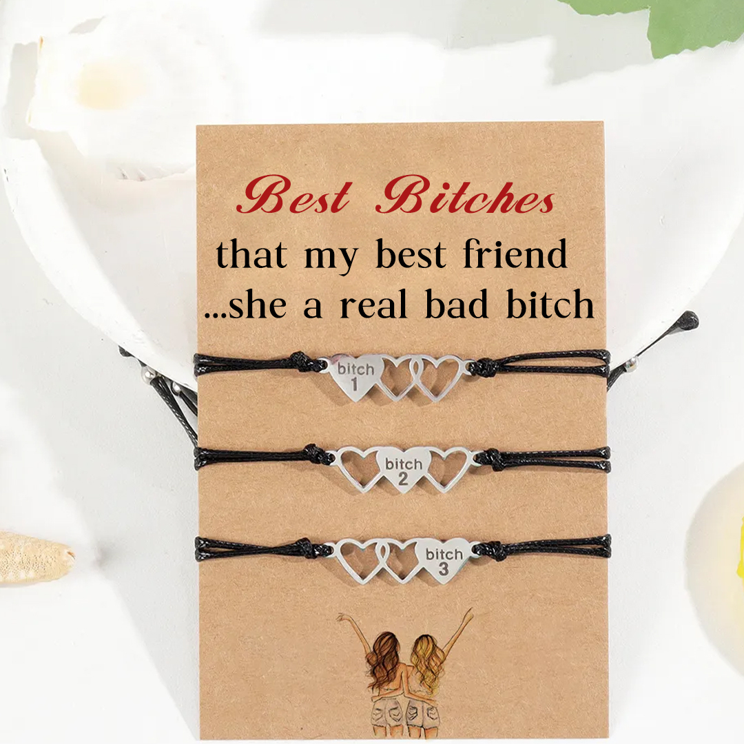 For Friend - Best Bitches That My Best Friend Heart Braided Bracelet
