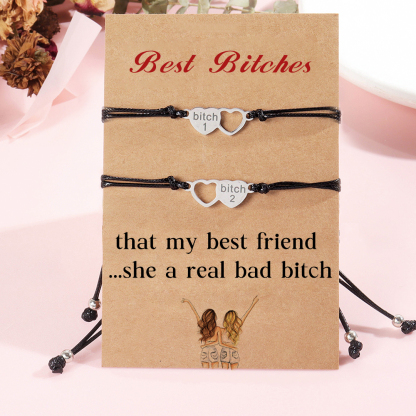 For Friend - Best Bitches That My Best Friend Heart Braided Bracelet
