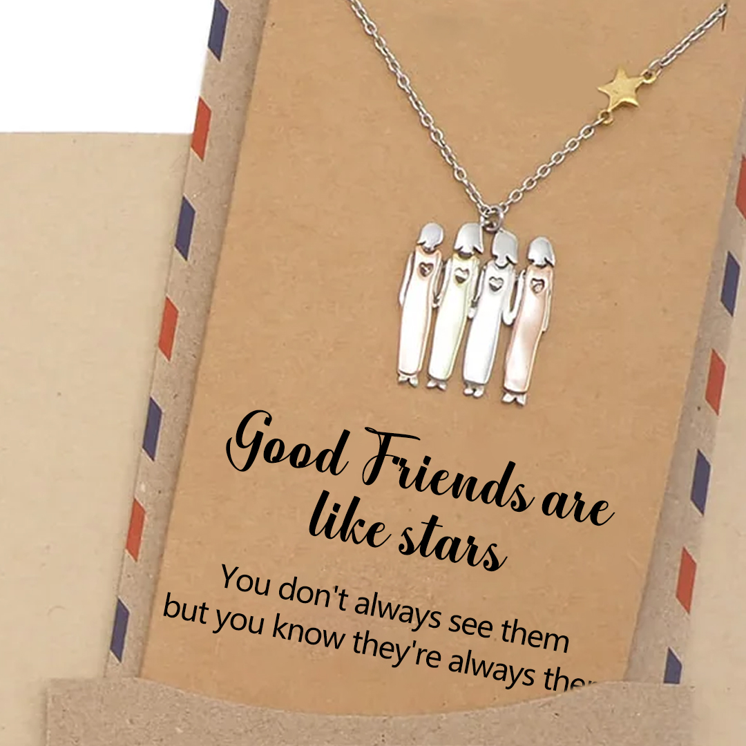 For Friend - Good Friends Are Like Stars Sister Card Necklace