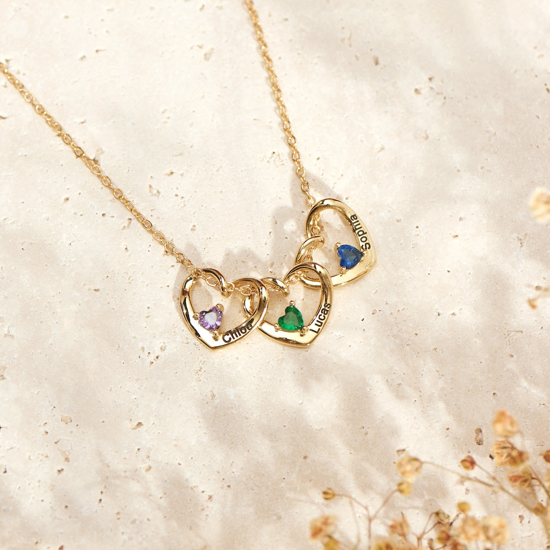 Custom 1-5 Heart & Name Pendants necklace