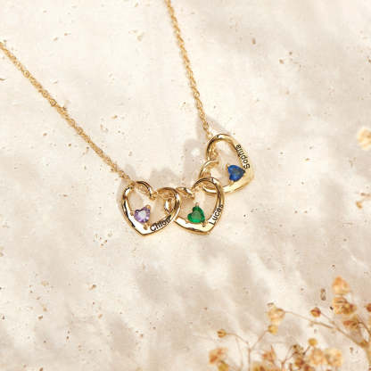 Custom 1-5 Heart & Name Pendants necklace