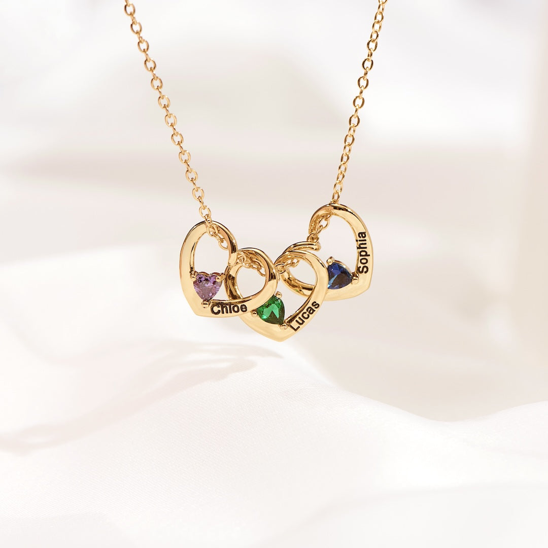 Custom 1-5 Heart & Name Pendants necklace