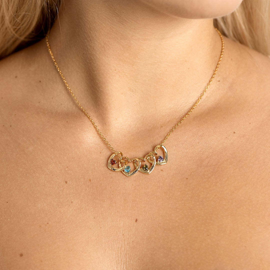 Custom 1-5 Heart & Name Pendants necklace