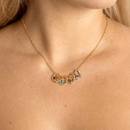 Custom 1-5 Heart & Name Pendants necklace
