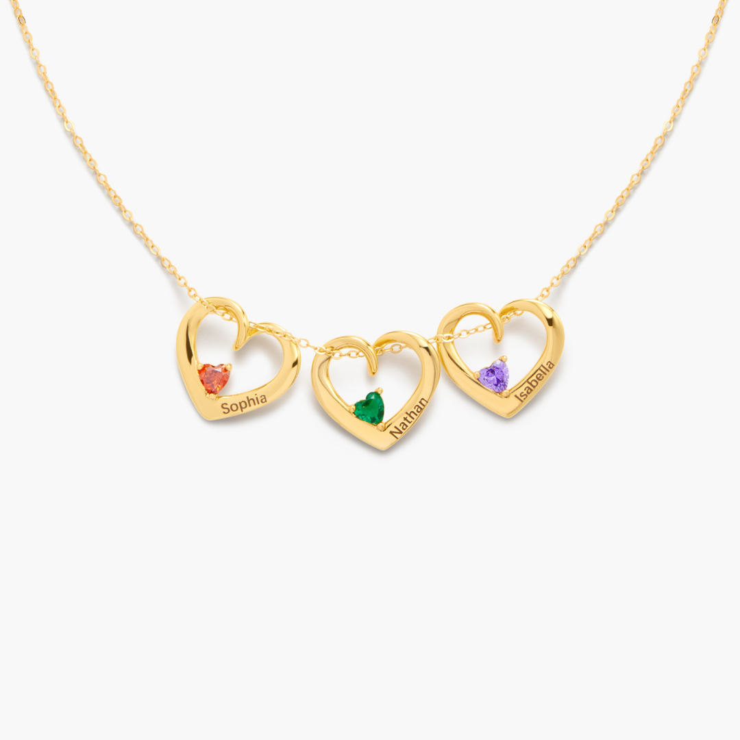 Custom 1-5 Heart & Name Pendants necklace