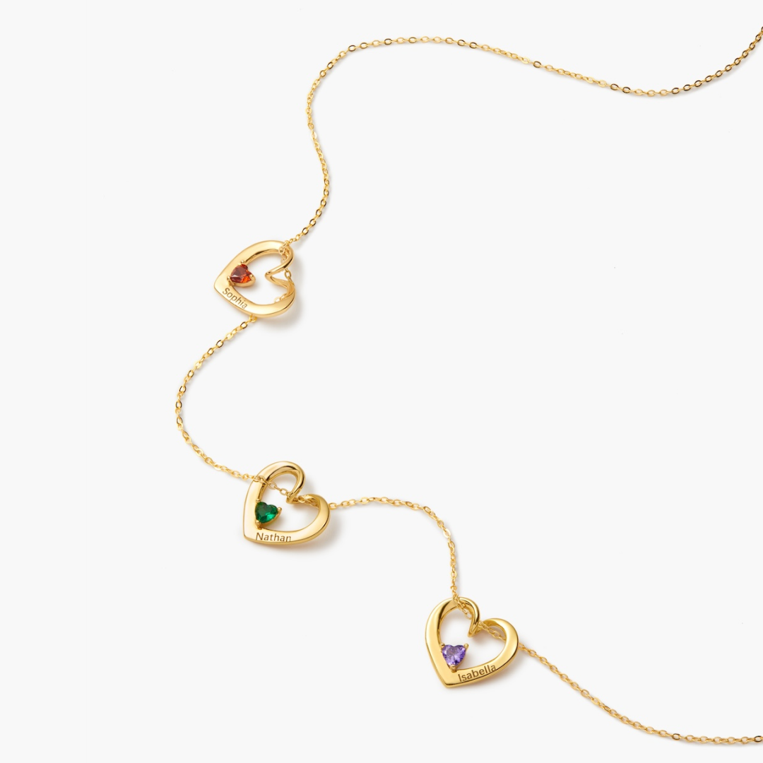 Custom 1-5 Heart & Name Pendants necklace