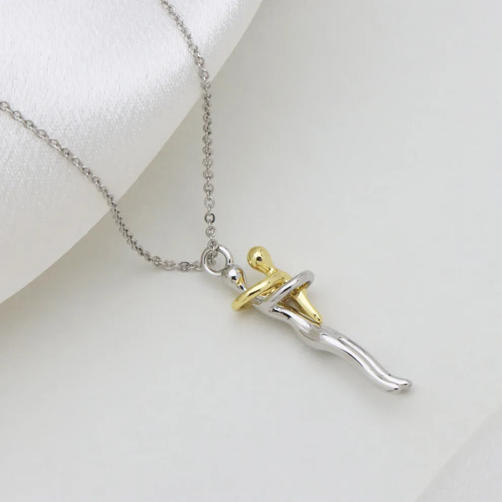 Mother and Daughter Hug Necklace