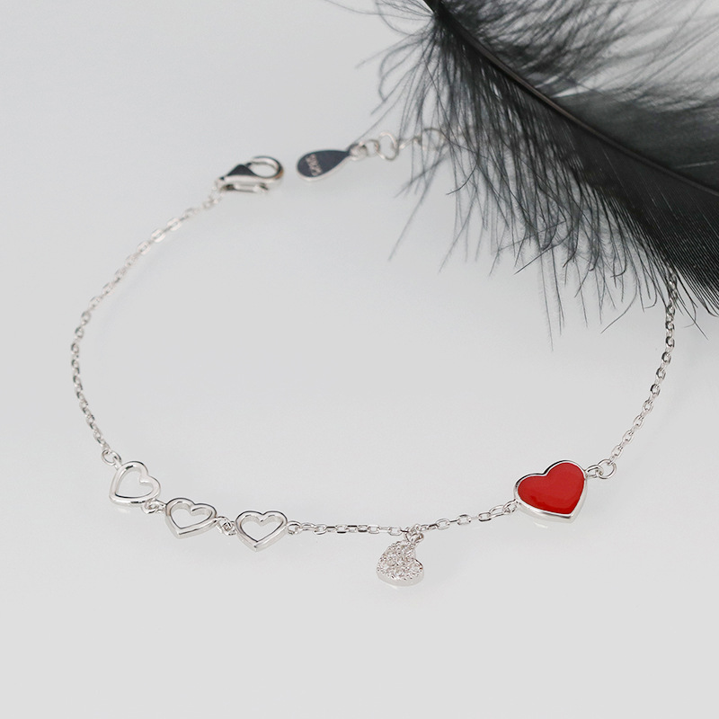 For Love - S925 I Love You To Infinity And Beyond Red Heart Pendant Bracelet