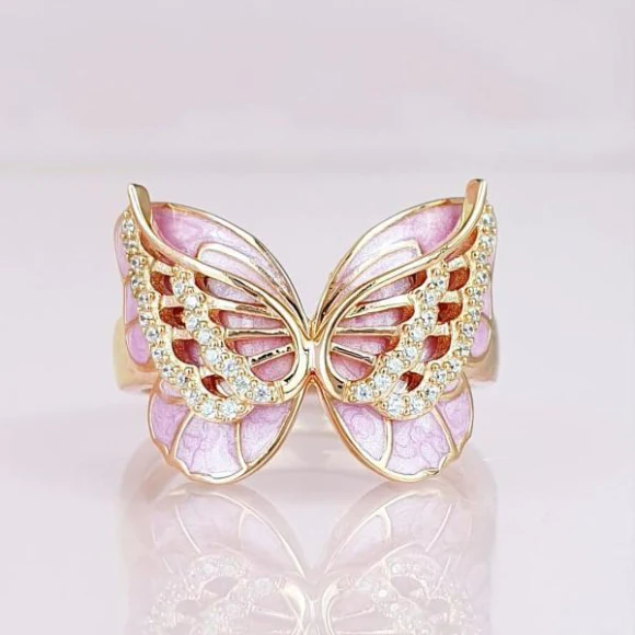 For Memorial - Name Customized Diamond Butterfly Ring