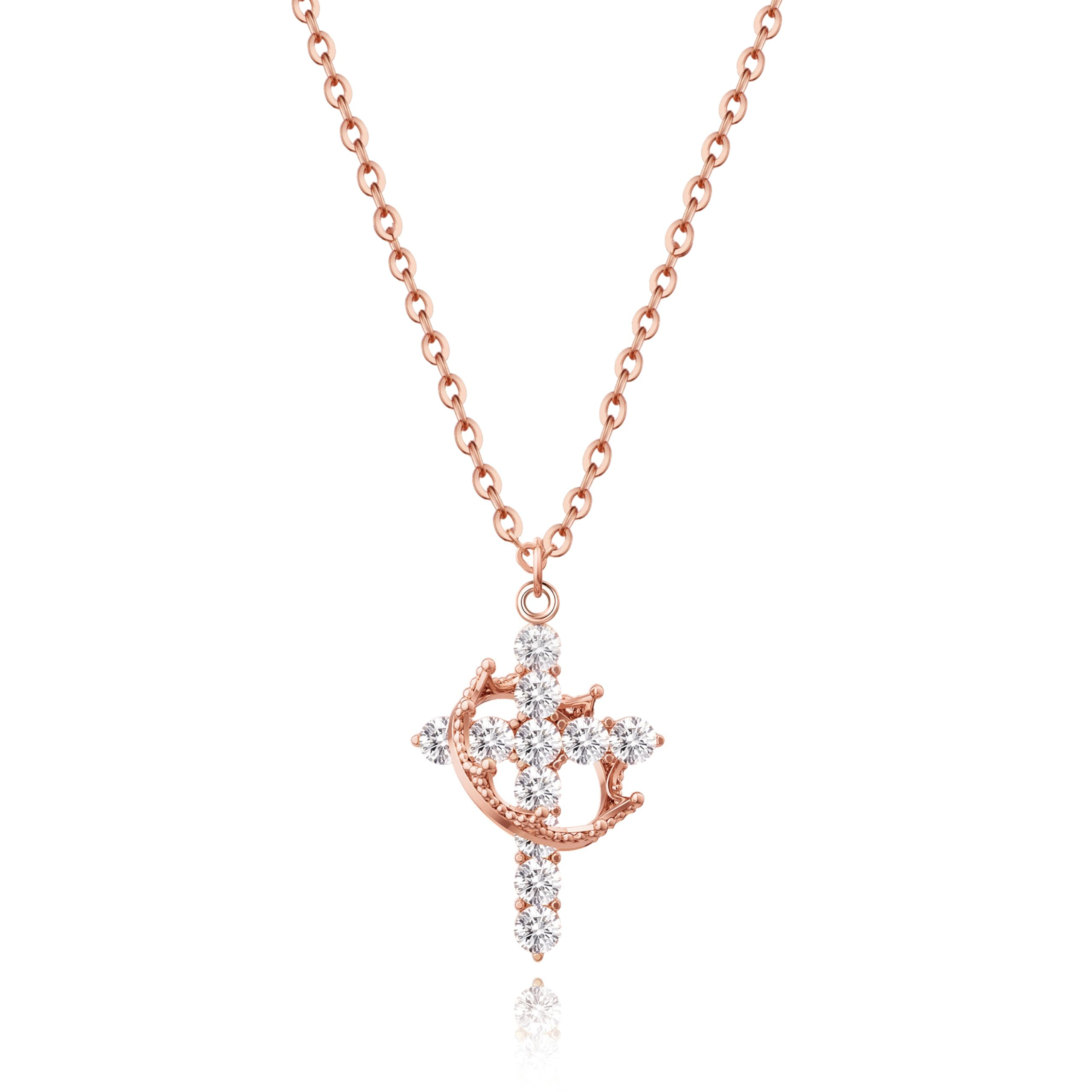 Crown Cross Cubic Zirconia Necklace