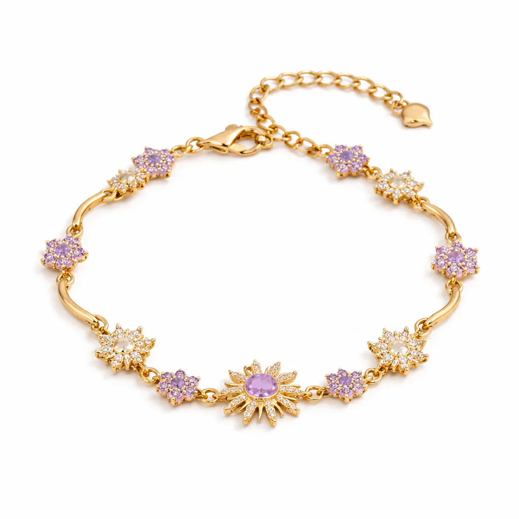 Sunflower Purple Crystal Bracelet