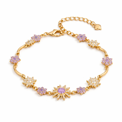 Sunflower Purple Crystal Bracelet