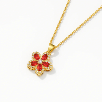 Gold Pavé Flower Rotating Pendant Necklace