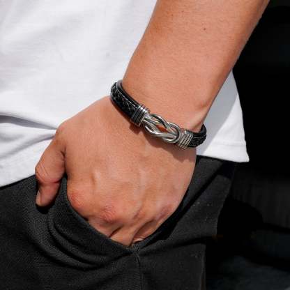 For Son - Mother & Son Forever Linked Together Black Knot Bracelet