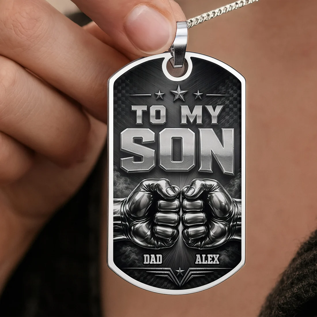 To My Son, Personalized Dog Tag Necklace